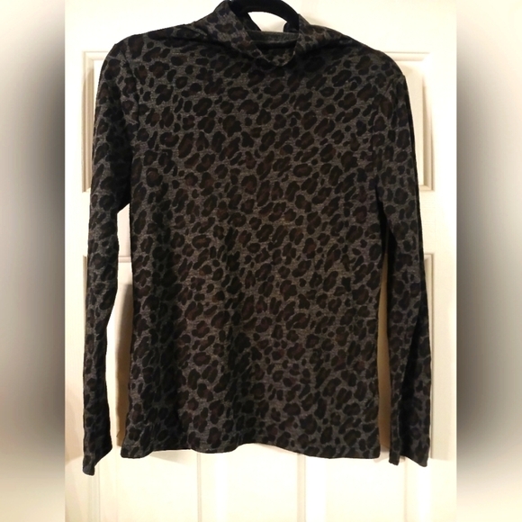 Ann Taylor Tops - Ann Taylor Long Sleeve Mock Neck Leopard Print Top Size S